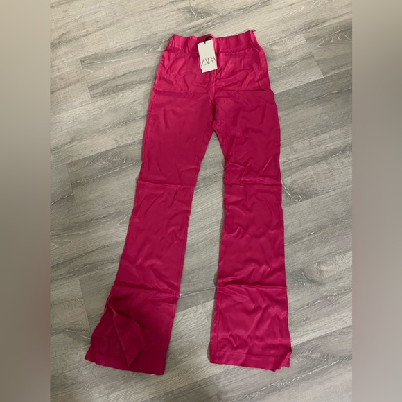 BRAND NEW W/TAGS - Zara Satin Split Hem Pants - Picture 2 of 3
